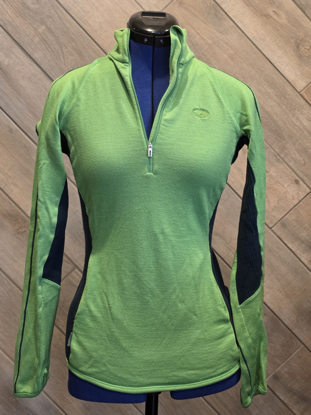 Icebreaker Green and Navy Women's Half-Zip Hoodie
